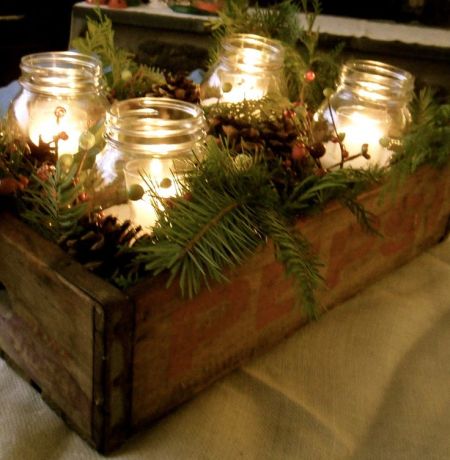 Using candle centerpieces for outdoor dining.